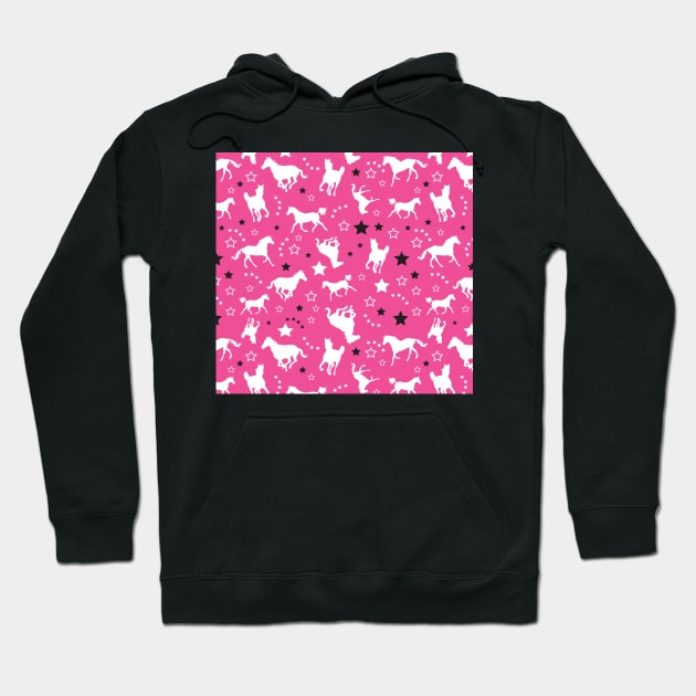 Pink Equestrian Horse Pattern Western Stars Cowgirl Equine Patterns Hoodie by JessDesigns